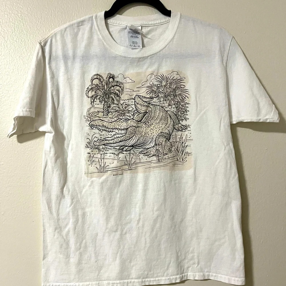Vintage 90s Magic color changing shirt pine island FL size Youth Large alligator